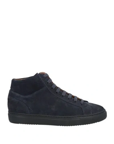Doucal's Man Sneakers Navy Blue Size 9 Calfskin In Multi