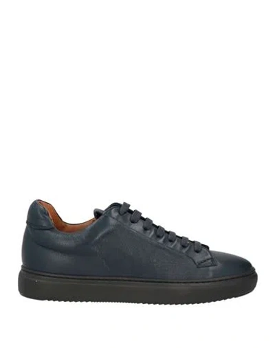 Doucal's Man Sneakers Navy Blue Size 9 Leather In Gray