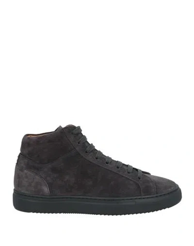 Doucal's Man Sneakers Charcoal Size 9.5 Calfskin In Grey