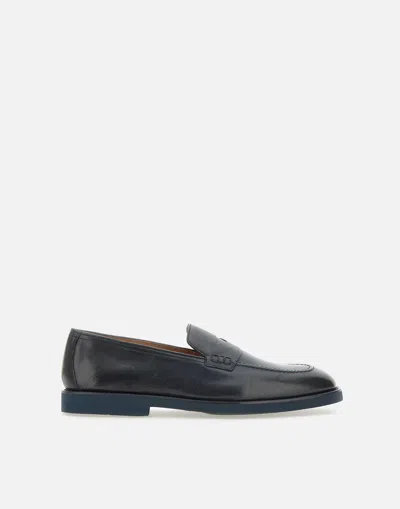 Doucal's Midnight Blue Smooth Leather Loafers