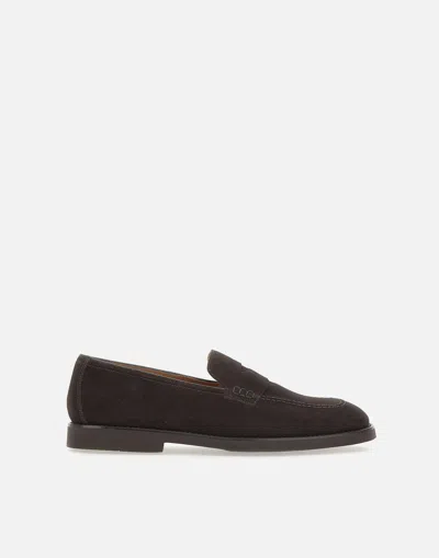 Doucal's Mink Suede Loafers In Brown