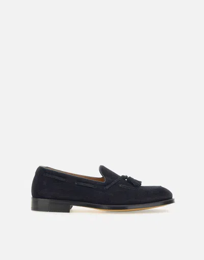 Doucal's Mink Suede Loafers In Midnight Blue