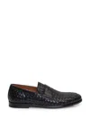Doucal's Penny Adler Moccasin In Woven Leather In Black
