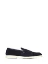 Doucal's Navy Blue Suede Double Monk Strap Loafers Wit In Blue