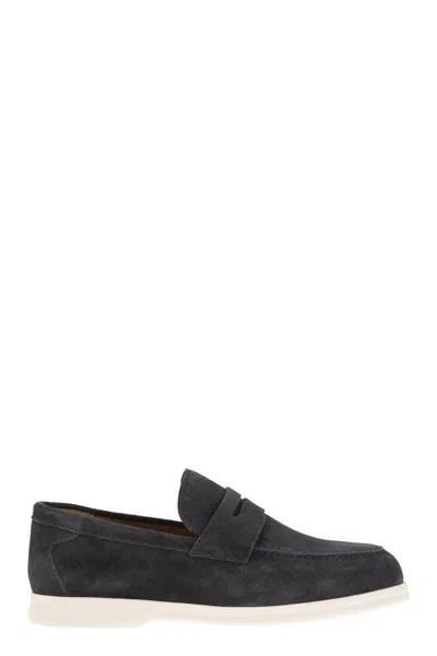 Doucal's Round Head Loafer Shoes In Black
