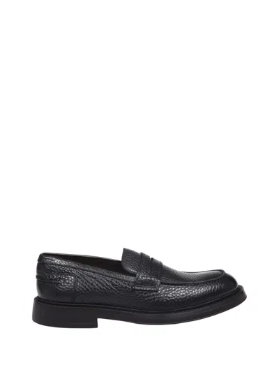 Doucal's Dark Brown Leather Penny Loafers In Multi
