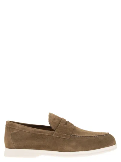 Doucal's Penny Suede Moccasin In Brown