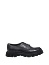 Doucal's Polished Black Derby Shoes With Calf Leather Sole In Black