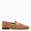 DOUCAL'S DOUCAL'S WALNUT COLOURED WOVEN LEATHER MOCCASIN