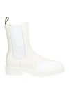 Doucal's Woman Ankle Boots Cream Size 6 Soft Leather, Textile Fibers In White