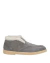 Doucal's Woman Ankle Boots Grey Size 7.5 Leather, Shearling