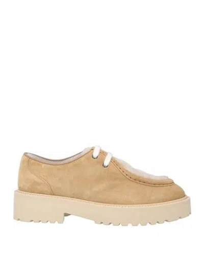 Doucal's Woman Lace-up Shoes Beige Size 8 Leather