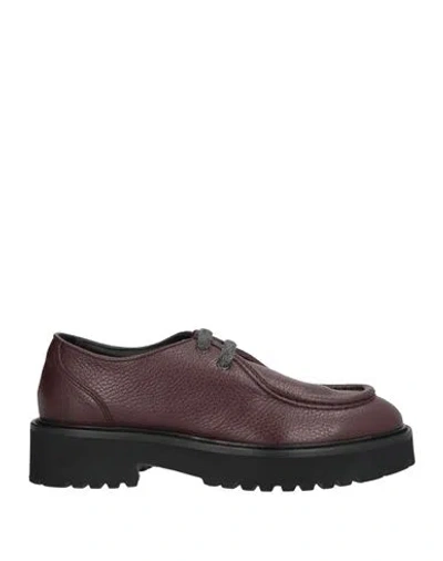 Doucal's Woman Lace-up Shoes Burgundy Size 6.5 Leather In Red