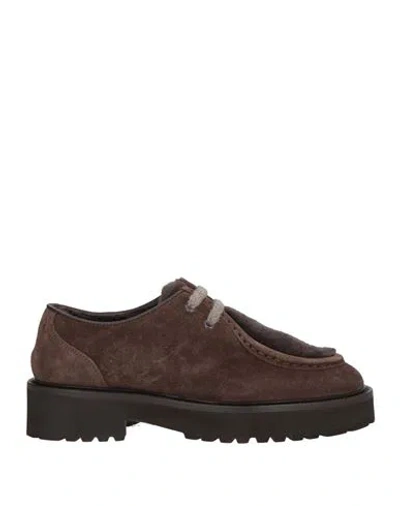 Doucal's Woman Lace-up Shoes Dark Brown Size 7 Leather
