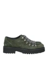 Doucal's Woman Lace-up Shoes Dark Green Size 7 Leather In Green