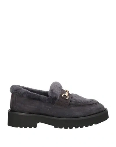 Doucal's Woman Loafers Charcoal Size 8 Calfskin