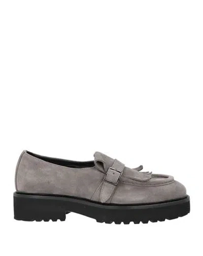 Doucal's Woman Loafers Grey Size 8 Leather In Gray