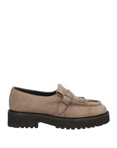 Doucal's Woman Loafers Khaki Size 10 Leather In Beige