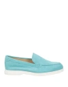 Doucal's Woman Loafers Turquoise Size 7 Leather In Blue