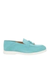 Doucal's Woman Loafers Turquoise Size 7 Leather In Blue