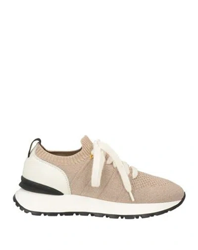 Doucal's Woman Sneakers Beige Size 8 Leather, Textile Fibers