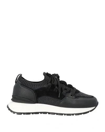 Doucal's Woman Sneakers Black Size 6 Textile Fibers, Leather
