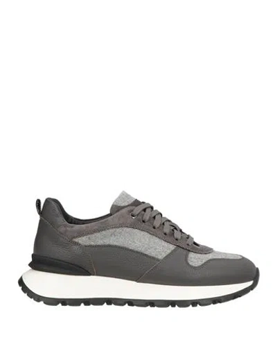 Doucal's Woman Sneakers Grey Size 10.5 Leather, Textile Fibers