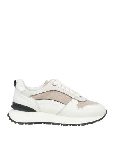 Doucal's Woman Sneakers Ivory Size 6 Leather, Textile Fibers In White