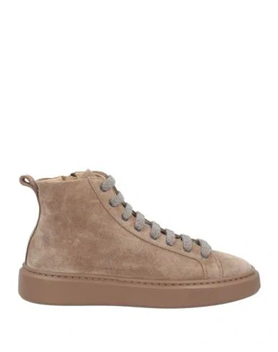 Doucal's Woman Sneakers Khaki Size 8 Leather In Beige