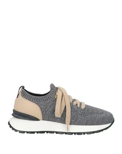 Doucal's Woman Sneakers Lead Size 10 Leather, Textile Fibers In Grey