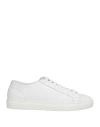 Doucal's Logo-debossed Leather Snekaers In White