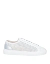 Doucal's Perforated Leather Sneakers In White