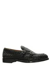 Doucal's Woven Black Calf Leather Loafers With Dual Buckle Accents In Black