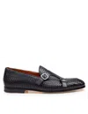 Doucal's Blue Woven Leather Double-buckle Loafer In Blue