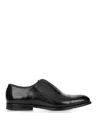 Doucal's Blue Oxford Shoes In Brushed Leather With Toe Cap In Black