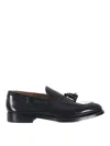Doucal's Black Slip-on Loafers With Tassel Detail In Smooth Leather Man In Black