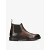 DOUCAL'S DOUCALS MEN'S BROWN DOVETAIL LEATHER ANKLE CHELSEA BOOTS