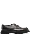 Doucal's Polished Black Derby Shoes With Calf Leather Sole In Black