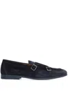 Doucal's Duke Suede Monk-strap Loafers In Blue
