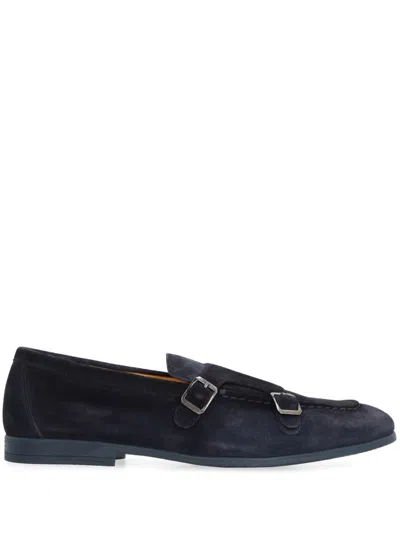 Doucal's Duke Suede Monk-strap Shoes In Blue