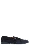 Doucal's Duke Suede Monk-strap Shoes In Blue