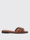 Doucal's Cut-out Leather Slides In Brown