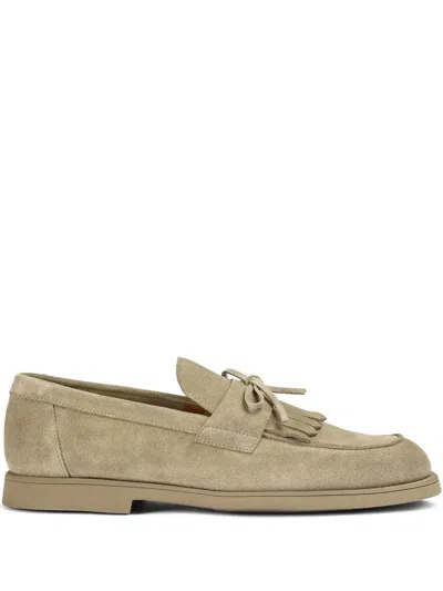 Doucal's Fringed Suede Loafers In Neutrals