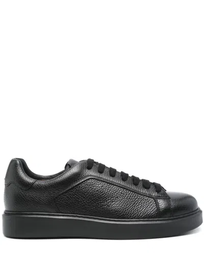 Doucal's Grained-leather Sneakers In Black