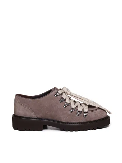 Doucal's Graphite Leather Lace-ups In Brown