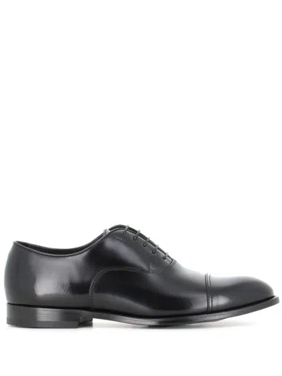 Doucal's High-shine Black Oxford Shoes With Lace-up Fastening