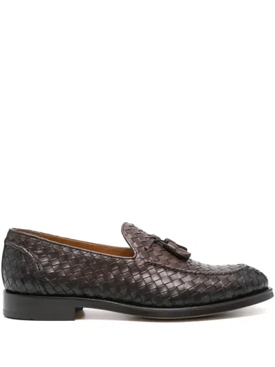 Doucal's Interwoven Leather Loafers In Brown