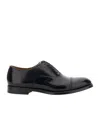Doucal's Blue Oxford Shoes In Brushed Leather With Toe Cap In Black