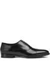 Doucal's Blue Oxford Shoes In Brushed Leather With Toe Cap In Black
