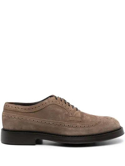 Doucal's Lace-up Suede Brogues In Brown